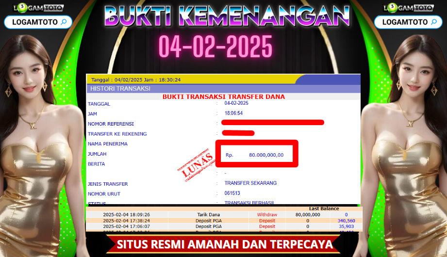 SELAMAT KEPADA MEMBER SETIA LOGAMTOTO BERHASIL JACKPOT DI PERMAINAN SLOT MAHJONG WAYS 2